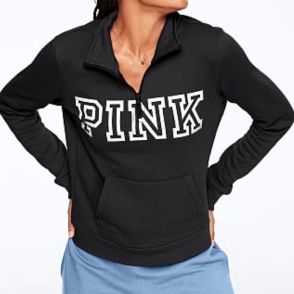 PINK Victoria's Secret Black Quarter-Zip Sweatshirt